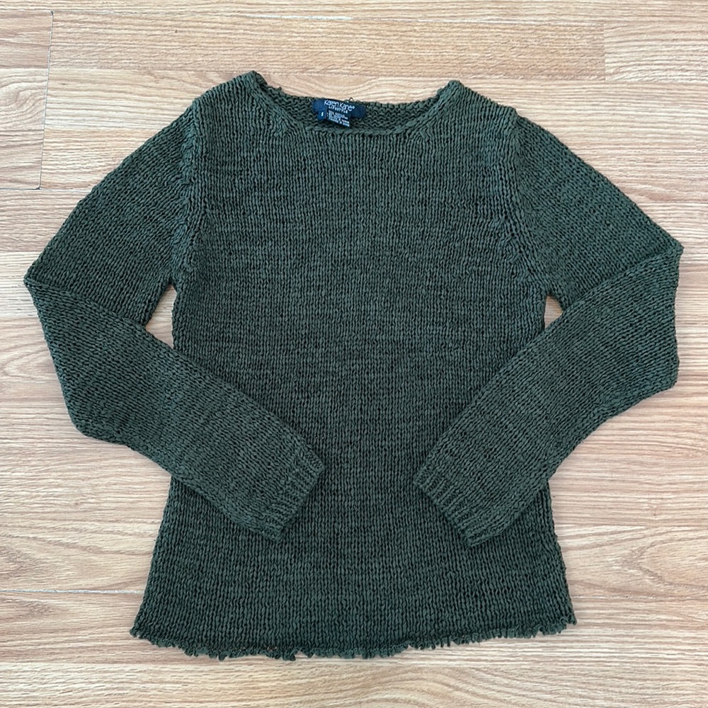Karen Kane Lifestyle Green Knitted Long Sleeve Sweater Size Small EUC